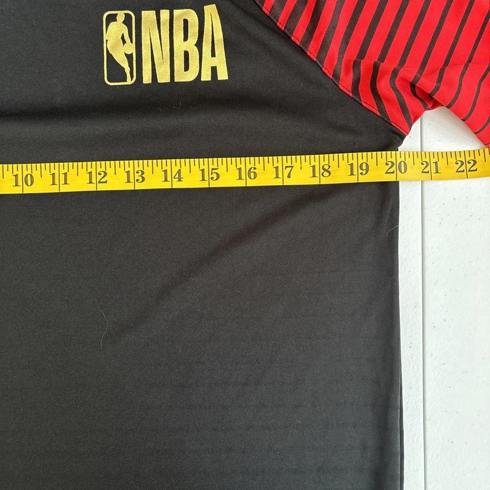 NBA Basketball Men's Medium Black and Red Striped Ball or Nothing Activewear Tee